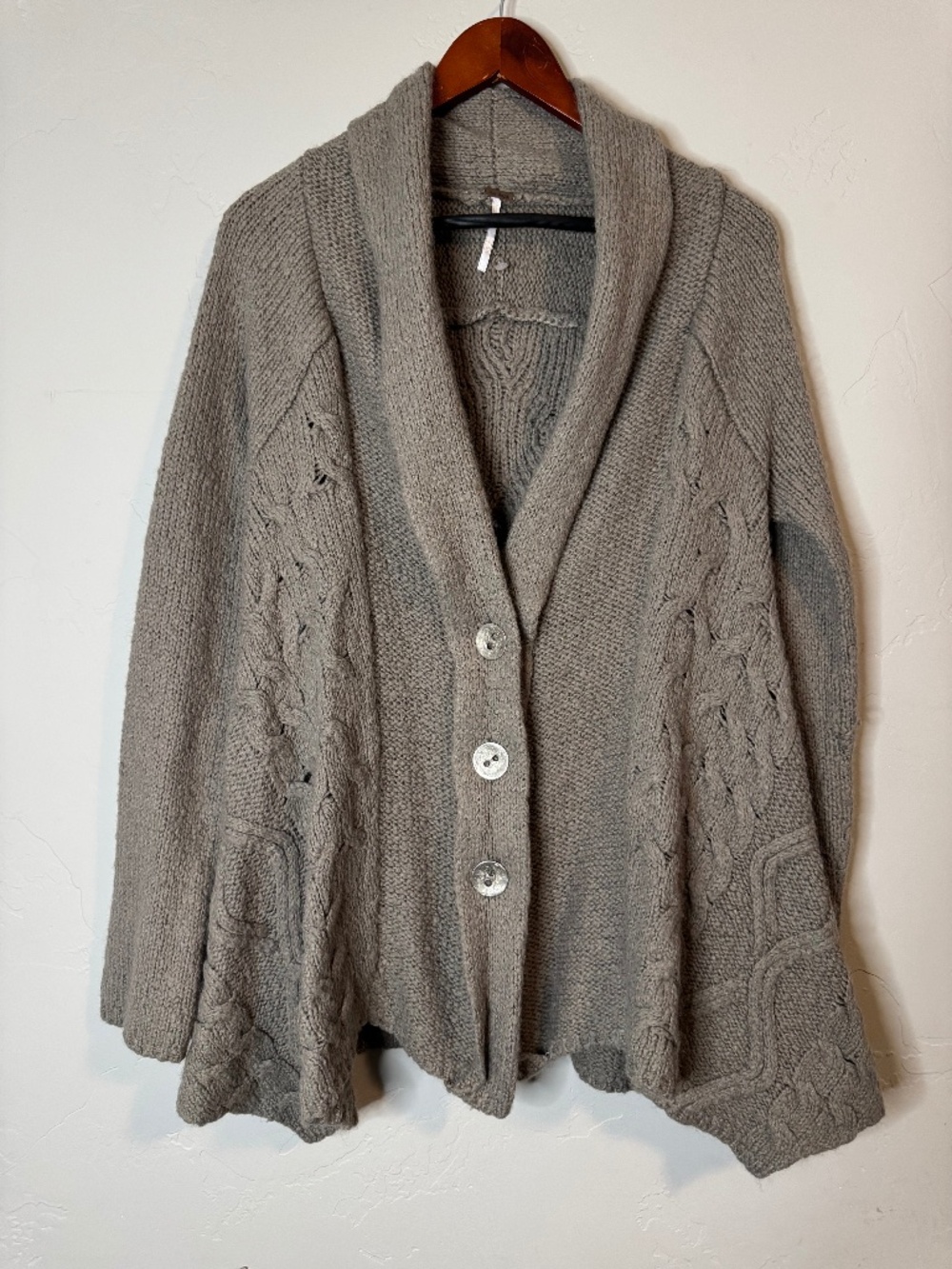 Free people Gray Knitted Button Up Cardigan, Size M